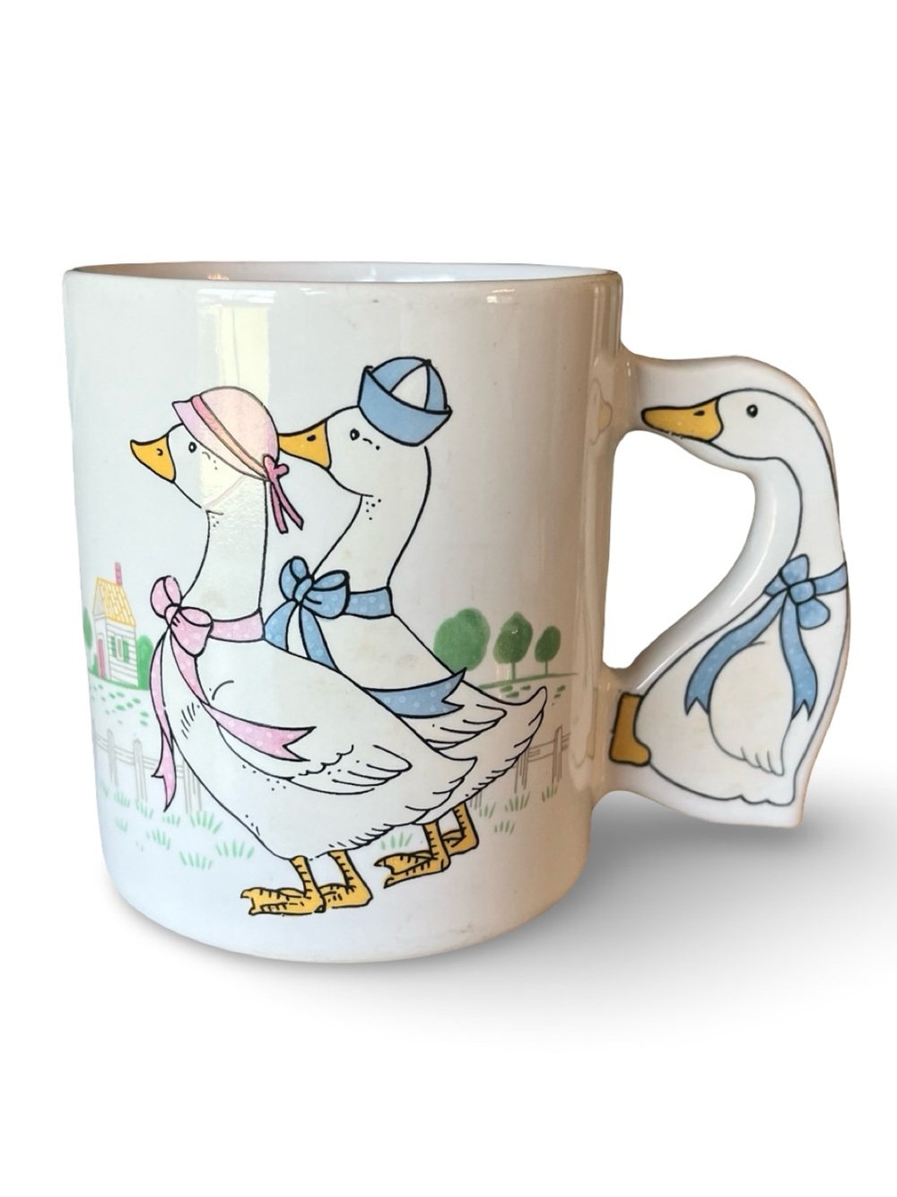 Vintage 80s Country Goose Ceramic Cottagecore Granacore Mug Made in Japan